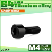 チタンボルト M4×12mm P0.7 キャップボルト キャップスクリュー 六角穴付き ボルト ブラック JA2298 【メール便可】