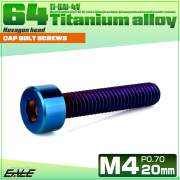 チタンボルト M4×20mm P0.7 キャップボルト キャップスクリュー 六角穴付き ボルト 焼きチタン JA2309 【メール便可】
