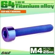チタンボルト M4×25mm P0.7 キャップボルト キャップスクリュー 六角穴付き ボルト パープルブルー JA2312 【メール便可】