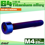 チタンボルト M4×25mm P0.7 キャップボルト キャップスクリュー 六角穴付き ボルト 焼きチタン JA2315 【メール便可】