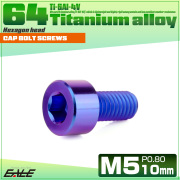 チタンボルト M5×10mm P0.8 キャップボルト キャップスクリュー 六角穴付き ボルト パープルブルー JA2318 【メール便可】