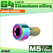 チタンボルト M5×10mm P0.8 キャップボルト キャップスクリュー 六角穴付き ボルト レインボー JA2320 【メール便可】