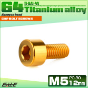チタンボルト M5×12mm P0.8 キャップボルト キャップスクリュー 六角穴付き ボルト ゴールド JA2325 【メール便可】