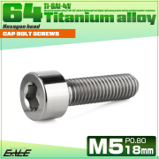 チタンボルト M5×18mm P0.8 キャップボルト キャップスクリュー 六角穴付き ボルト シルバー JA2335 【メール便可】