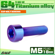 チタンボルト M5×18mm P0.8 キャップボルト キャップスクリュー 六角穴付き ボルト パープルブルー JA2336 【メール便可】