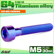 チタンボルト M5×30mm P0.8 キャップボルト キャップスクリュー 六角穴付き ボルト パープルブルー JA2354 【メール便可】