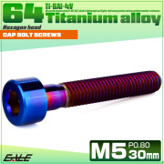 チタンボルト M5×30mm P0.8 キャップボルト キャップスクリュー 六角穴付き ボルト 焼きチタン JA2357 【メール便可】