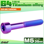 チタンボルト M5×35mm P0.8 キャップボルト キャップスクリュー 六角穴付き ボルト パープルブルー JA2360 【メール便可】