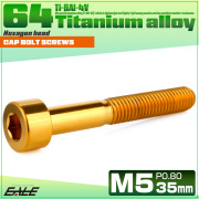 チタンボルト M5×35mm P0.8 キャップボルト キャップスクリュー 六角穴付き ボルト ゴールド JA2361 【メール便可】