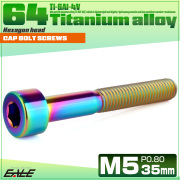 チタンボルト M5×35mm P0.8 キャップボルト キャップスクリュー 六角穴付き ボルト レインボー JA2362 【メール便可】