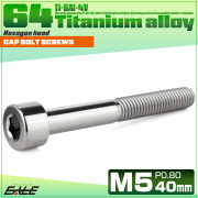 チタンボルト M5×40mm P0.8 キャップボルト キャップスクリュー 六角穴付き ボルト シルバー JA2365 【メール便可】