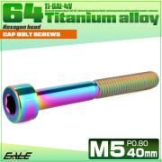 チタンボルト M5×40mm P0.8 キャップボルト キャップスクリュー 六角穴付き ボルト レインボー JA2368 【メール便可】