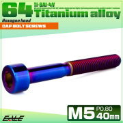 チタンボルト M5×40mm P0.8 キャップボルト キャップスクリュー 六角穴付き ボルト 焼きチタン JA2369 【メール便可】