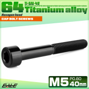 チタンボルト M5×40mm P0.8 キャップボルト キャップスクリュー 六角穴付き ボルト ブラック JA2370 【メール便可】