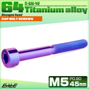 チタンボルト M5×45mm P0.8 キャップボルト キャップスクリュー 六角穴付き ボルト パープルブルー JA2372 【メール便可】