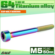 チタンボルト M5×50mm P0.8 キャップボルト キャップスクリュー 六角穴付き ボルト レインボー JA2380 【メール便可】