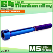 チタンボルト M5×50mm P0.8 キャップボルト キャップスクリュー 六角穴付き ボルト 焼きチタン JA2381 【メール便可】