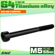 チタンボルト M5×55mm P0.8 キャップボルト キャップスクリュー 六角穴付き ボルト ブラック JA2388 【メール便可】