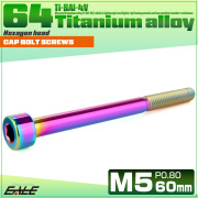 チタンボルト M5×60mm P0.8 キャップボルト キャップスクリュー 六角穴付き ボルト レインボー JA2392 【メール便可】