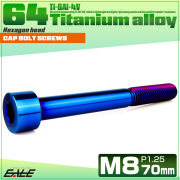 チタンボルト M8×70mm P1.25 キャップボルト キャップスクリュー 六角穴付き ボルト 焼きチタン JA2480 【メール便可】