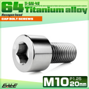 チタンボルト M10×20mm P1.25 キャップボルト キャップスクリュー 六角穴付き ボルト シルバー JA2482 【メール便可】