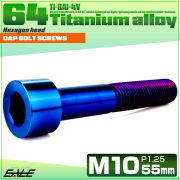 チタンボルト M10×55mm P1.25 キャップボルト キャップスクリュー 六角穴付き ボルト 焼きチタン JA2528 【メール便可】