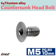 チタンボルト M5×10mm P0.8 皿ボルト 六角穴 皿 キャップボルト シルバー JA2633 【メール便可】