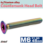 チタンボルト M6×45mm P1.0 皿ボルト 六角穴 皿 キャップボルト レインボー 虹色 JA2642 【メール便可】