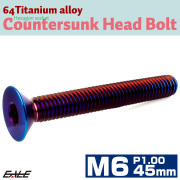 チタンボルト M6×45mm P1.0 皿ボルト 六角穴 皿 キャップボルト 焼きチタンカラー JA2643 【メール便可】
