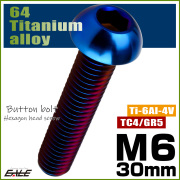 チタンボルト M6×30mm P1.0 ボタンボルト 六角穴 焼きチタンカラー ダークカラー JA2664 【メール便可】