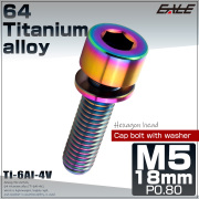 チタンボルト M5×18mm P0.8 ワッシャー組込 六角穴 キャップボルト レインボー 虹色 JA2671 【メール便可】