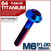 チタンボルト M6×35mm P1.00 ボタンボルト 六角穴 テーパーヘッド カスタムボルト 焼きチタンカラー JA2735 【メール便可】