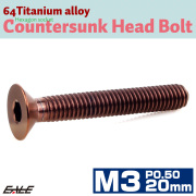 チタンボルト M3×20mm P0.5 皿ボルト 六角穴 皿 キャップボルト ブロンズ JA3007 【メール便可】