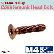 チタンボルト M4×20mm P0.7 皿ボルト 六角穴 皿 キャップボルト ブロンズ JA3012 【メール便可】