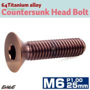 チタンボルト M6×25mm P1.0 皿ボルト 六角穴 皿 キャップボルト ブロンズ JA3023 【メール便可】