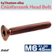 チタンボルト M6×45mm P1.0 皿ボルト 六角穴 皿 キャップボルト ブロンズ JA3027 【メール便可】