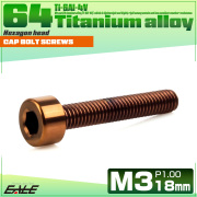 チタンボルト M3×18mm P0.5 キャップボルト キャップスクリュー 六角穴付き ボルト ブロンズ JA3039 【メール便可】