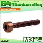 チタンボルト M3×20mm P0.5 キャップボルト キャップスクリュー 六角穴付き ボルト ブロンズ JA3040 【メール便可】