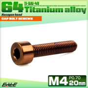 チタンボルト M4×20mm P0.7 キャップボルト キャップスクリュー 六角穴付き ボルト ブロンズ JA3046 【メール便可】