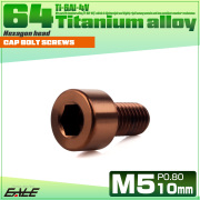 チタンボルト M5×10mm P0.8 キャップボルト キャップスクリュー 六角穴付き ボルト ブロンズ JA3048 【メール便可】