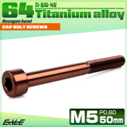 チタンボルト M5×50mm P0.8 キャップボルト キャップスクリュー 六角穴付き ボルト ブロンズ JA3058 【メール便可】