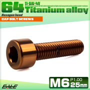 チタンボルト M6×25mm P1.0 キャップボルト キャップスクリュー 六角穴付き ボルト ブロンズ JA3066 【メール便可】