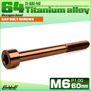 チタンボルト M6×60mm P1.0 キャップボルト キャップスクリュー 六角穴付き ボルト ブロンズ JA3073 【メール便可】