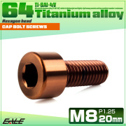 チタンボルト M8×20mm P1.25 キャップボルト キャップスクリュー 六角穴付き ボルト ブロンズ JA3076 【メール便可】