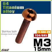 チタンボルト M3×15mm P0.5 ボタンボルト 六角穴 ブロンズ JA3097 【メール便可】