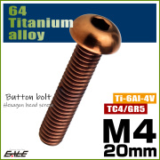 チタンボルト M4×20mm P0.7 ボタンボルト 六角穴 ブロンズ JA3103 【メール便可】