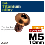 チタンボルト M5×10mm P0.8 ボタンボルト 六角穴 ブロンズ JA3105 【メール便可】