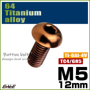 チタンボルト M5×12mm P0.8 ボタンボルト 六角穴 ブロンズ JA3106 【メール便可】