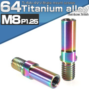 64チタン製 Vブレーキ マウント ボルト M8 P1.25 レインボー 2個 カンチブレーキ ピボットボルト 自転車 JA486 【メール便可】