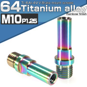 64チタン製 Vブレーキ マウント ボルト M10 P1.25 レインボー 2個 カンチブレーキ ピボットボルト 自転車 JA489 【メール便可】